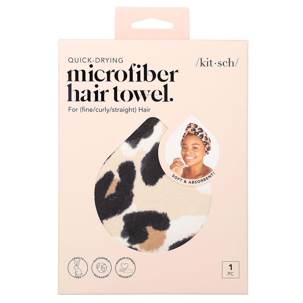 Quick Dry, Microfiber Hair Towel, Leopard, 1 Piece