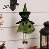 Hochwertige Hexenfigur Halloween Hängedekoration, Gruselige Kürbis-/Geist-/Hexen-/Schwarze Katze Puppe Ornament mit Strapazierfähigem Jute-Rock für Spukhaus