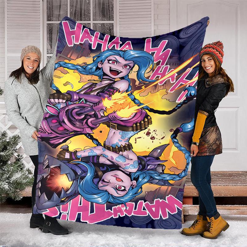 1pc Game L-Lol Theme Blanket - Digital Print, Polyester, Cozy for All Seasons, Perfect for Outdoor, and Travel