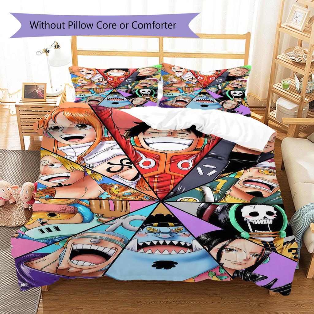 ONE PIECE Anime 3pcs Bedding Set, Digital Printed Duvet Cover, No Insert, Kids Gift, Extra Large Size Available -HYQ46
