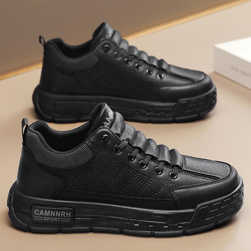 

Осенние мужские кожаные туфли без ремешков на толстой подошве, черные повседневные рабочие низкие спортивные мужские туфли 44