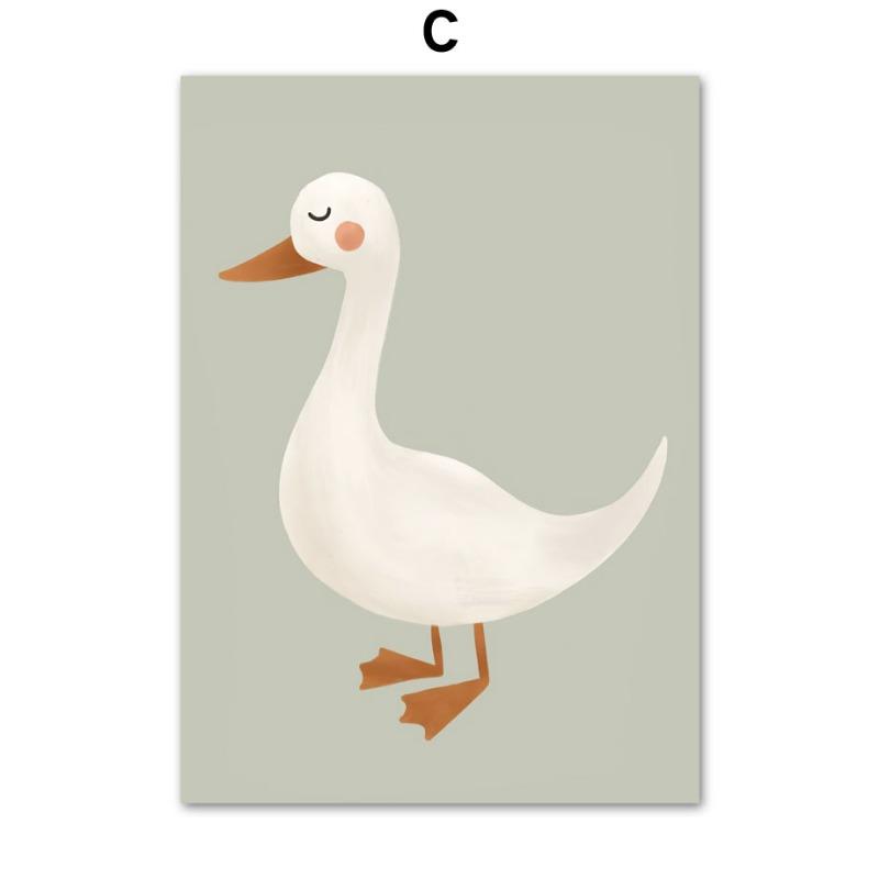 Nordic Retro Poster And Prints Wall Pictures Baby Kids Room Decor Cartoon Rabbit Fox Mouse Goose Duck Wall Art Canvas Painting