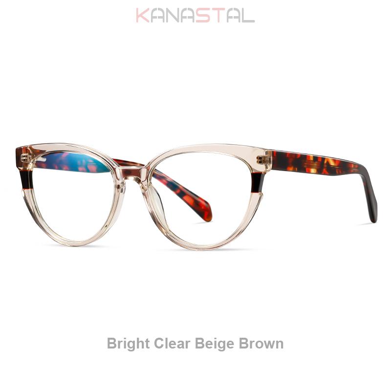 Women Acetate Eyeglasses Frame Blue Light Blocking Glasses Men Anti Fatigue Lenses Prescription Myopia Reading Cat Eye Eyewear