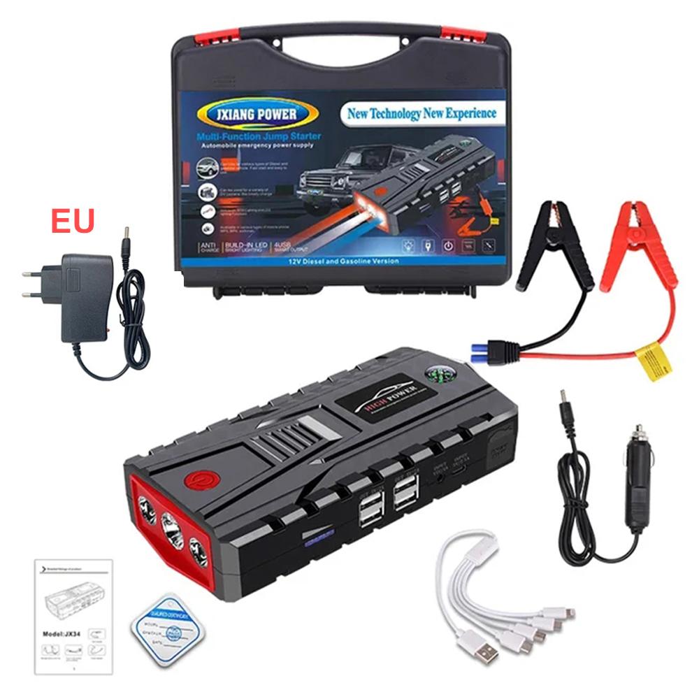 Автомобильный пусковой блок Powerbank, зарядное устройство, портативный пусковой блок для 12 В автомобиля, автомобильный аккумулятор, стартер с ящиком для инструментов