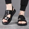 Summer New Thick Sole Sandals Men Anti Slip Leather Beach Shoes Soft Bottom Driving Casual Slippers