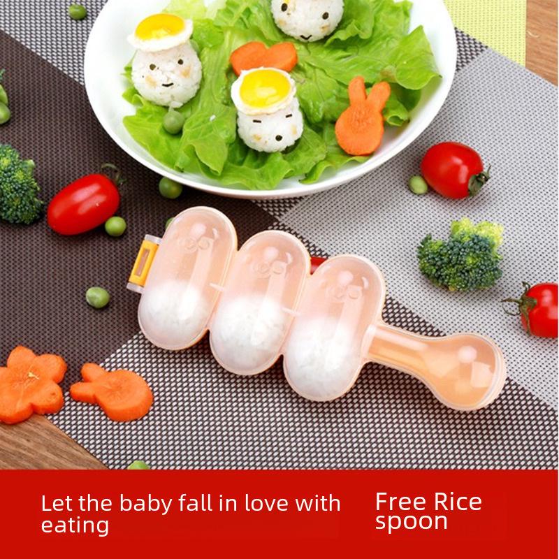 Douyin-Style Rice Ball Shaker Mold: 3-Piece TIY Baby Food Supplement Tool