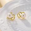 Elegant S925 Silver Camellia Pearl Stud Earrings for Women - Light Luxury Vacation Style