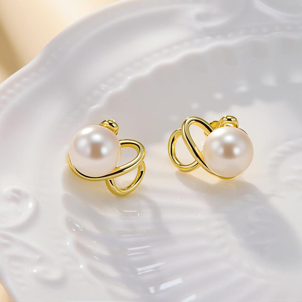 Elegant S925 Silver Camellia Pearl Stud Earrings for Women - Light Luxury Vacation Style