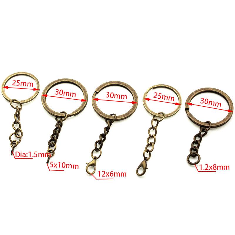 10pcs/lot 25 30mm DIY Key Chains Gold Bronze Color Keyring Keychain Short Chain Split Ring Key Rings Jewelry Finding Accessories