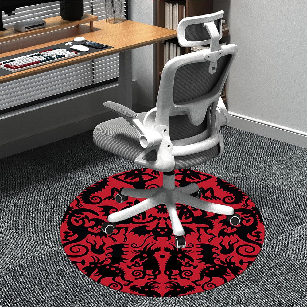 

1pc Fantasy Creatures Office Round Area Rug, Mat Suitable For Office, Under Office Chairs Bedroom Living Room Home Decor, Room Deco 80cm
