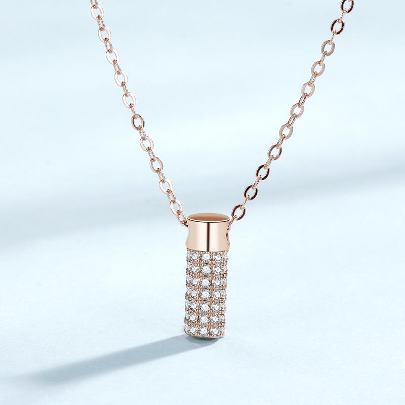 Korean Style S925 Sterling Silver Necklace with Rhinestones - Light Luxury Fashion Pendant for Women 925 Silver розового золота