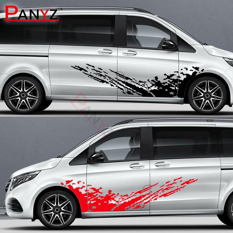2Pcs/Lot Car Stickers Van For Mercedes Benz Vito Viano V Class W447 W639 Accessories Sport Door Graphics Vinyl Decals
