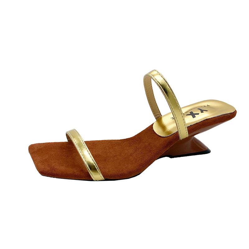 Fashion Wedge French Sandals with Abnormity with 2025 New Summer Temperament Niche Strap Sandals