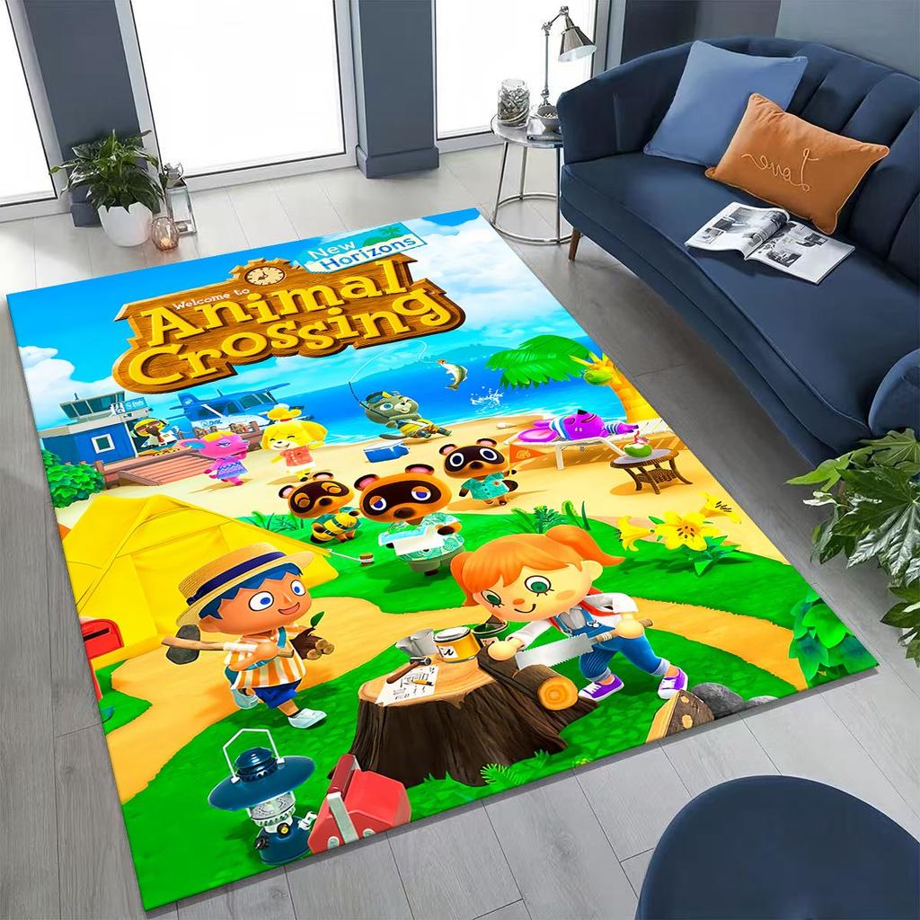 Game Animal Crossing Wild World Cartoon Rug for Bedroom Living Room Sofa Home Doormat Decor, Large Kids Play Non-slip Floor Mat