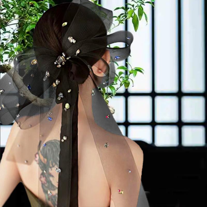 

1 шт., модные заколки-банты со стразами для укладки волос, элегантные сетчатые заколки-банты