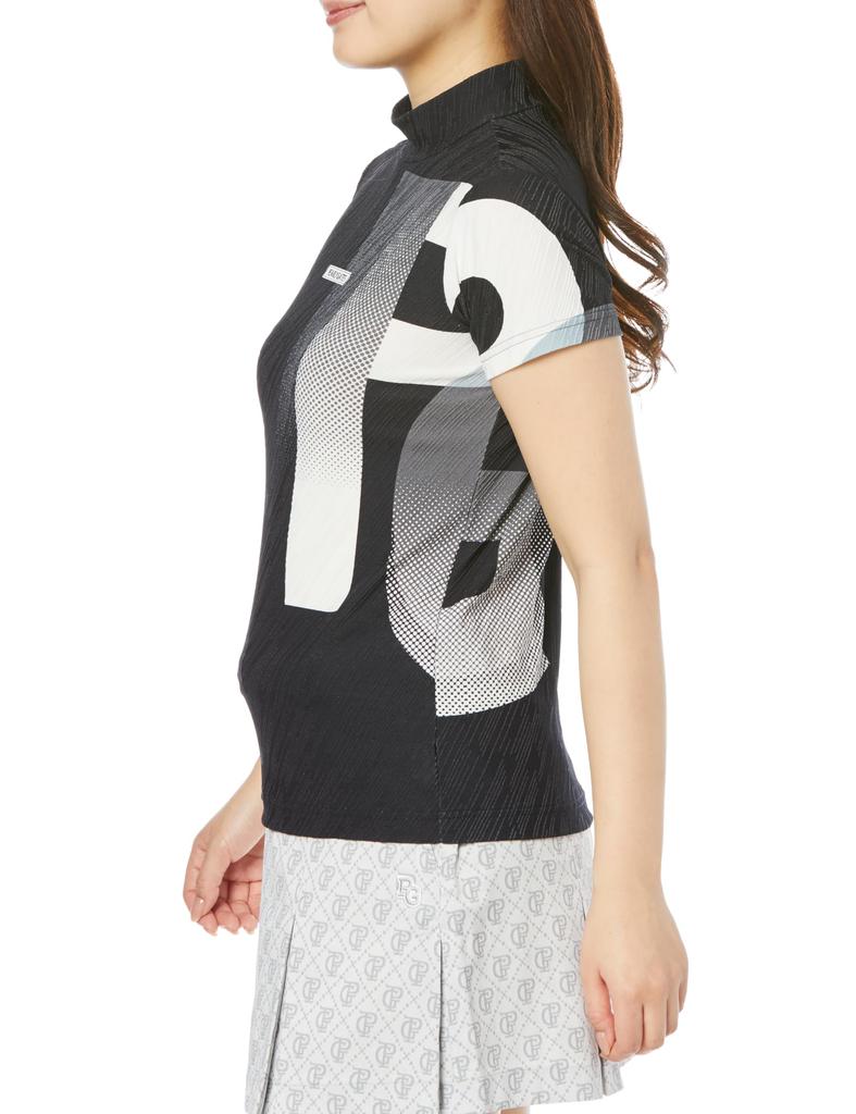 shirt brand Golf innerwear navy 0 [PEARLY GATES] Women's short-sleeved high-neck (stretchable, logo) / / 055-4167310 120_Dark [S]
