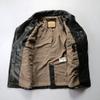 American retro navy medium and long coat full vegetable tanned goatskin large lapel double-breasted leather leather jacket men