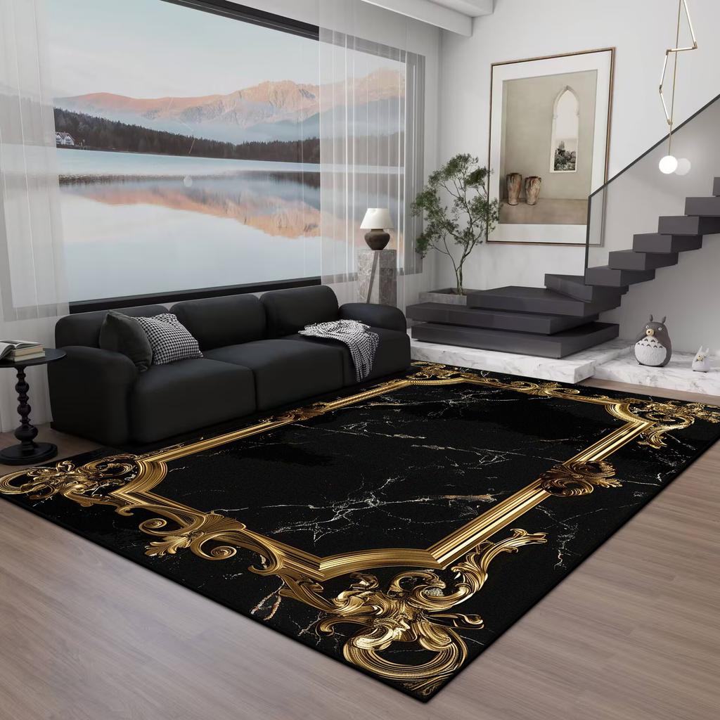 Black Gold Marble CARPET FOR LIVE ROOM Washable Room Decorations Sofa Table Large Area Rugs Non-slip Large Rug Coffee Tables Mat