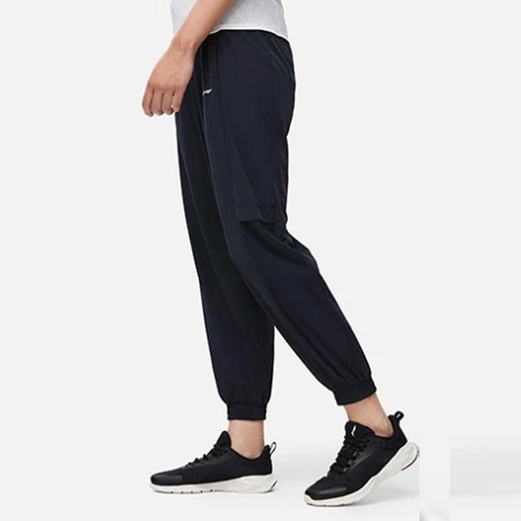 Li Ning Fitness Series Solid Color Reflective Quick-Dry Cool Loose Sports Pants Women Bottoms Black AYKT304-3