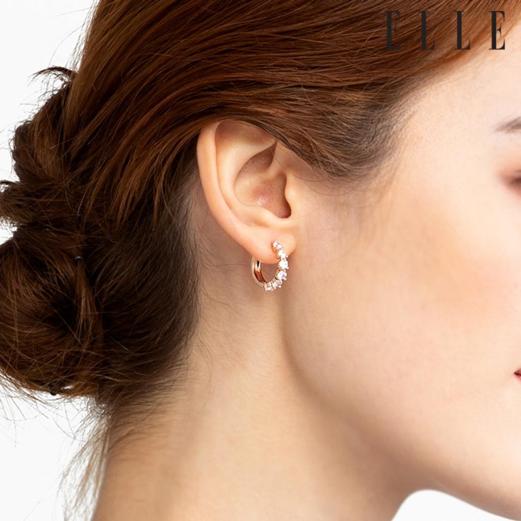 14K Cubic Line One-Touch Ohrringe (Goldene Anstecknadel) ELGPEE348