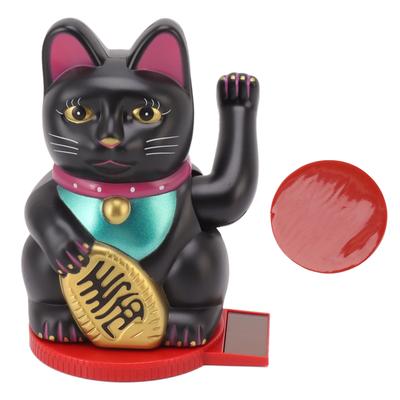 Arm Waving Fortune Cat 4 Inch Plastic Solar Powered Light Induction Lucky Cat Decoration with