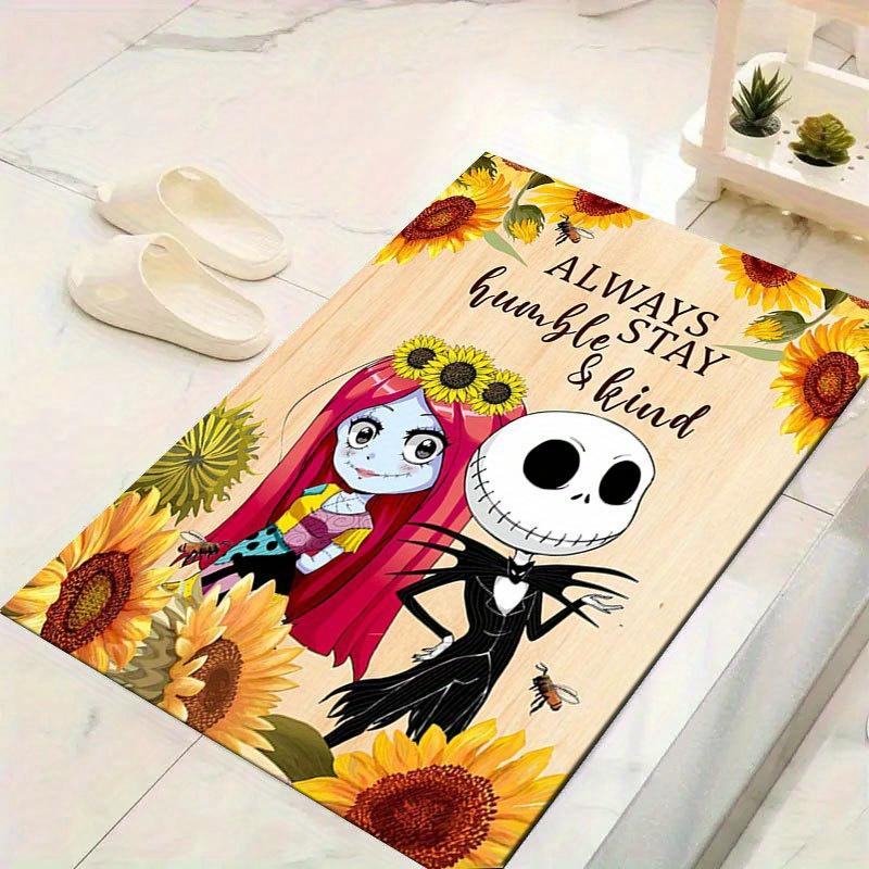 1pc Disney Jack Skellington Pattern Carpet Area Rug Non-slip Carpet Hand Washable Floor Mat Suitable For Living Room Bedroom Home Decor