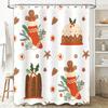 Christmas-Themed Shower Curtain With Festive Designs Featuring Gingerbread Men, Christmas Stockings, And Holiday Treats Perfect