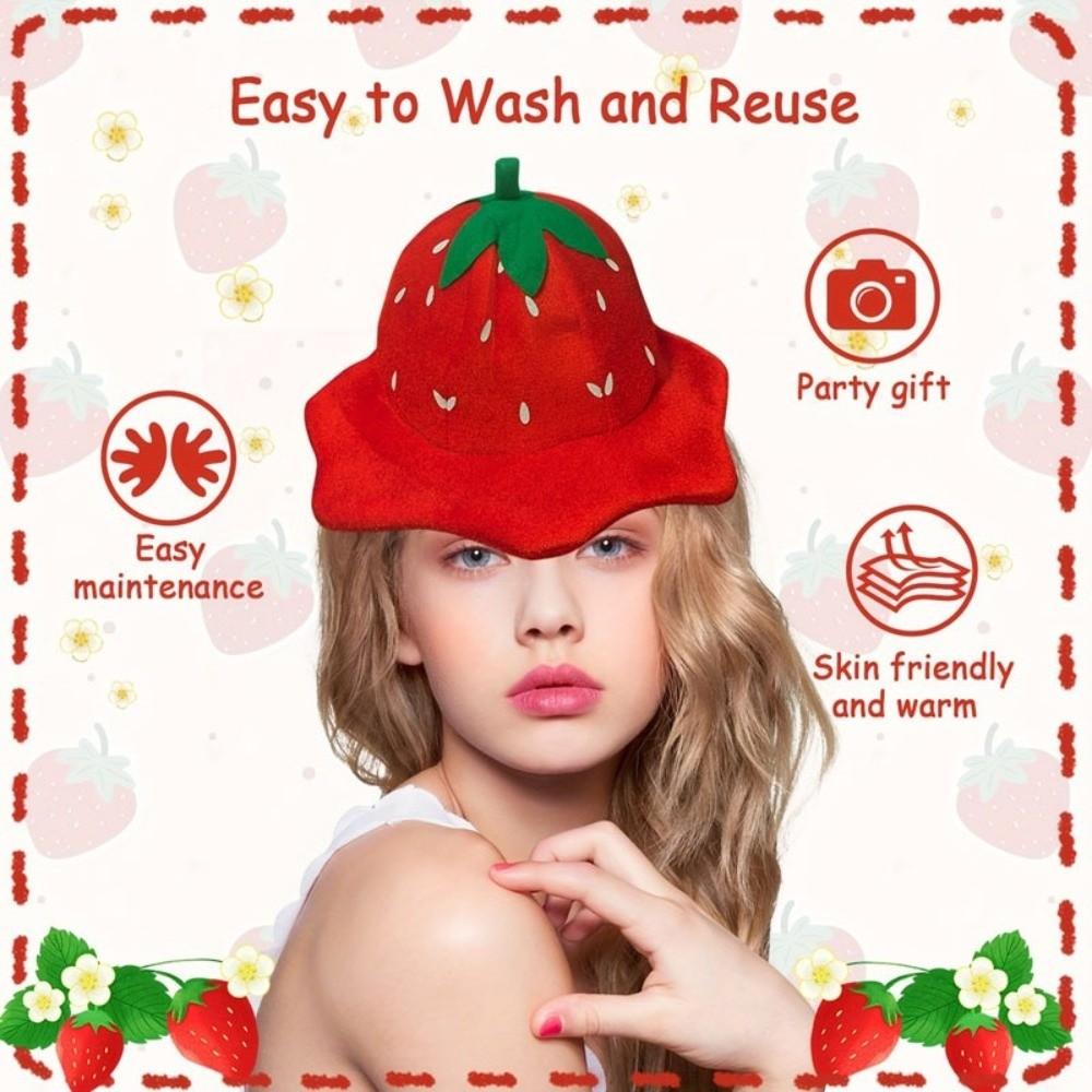 Red Plush Strawberry Hat Cartoon Strawberry Cosplay Fruit Hat Strawberry Headgear  Role Playing