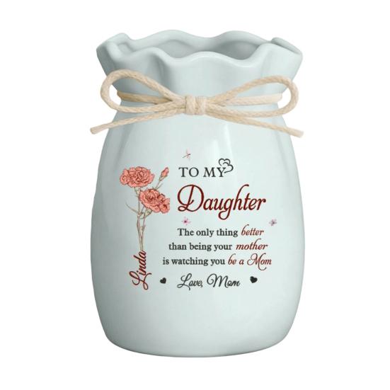 

Flower Vase with Ribbon to My Daughter Ceramic Flower Vase Mother s Day Birthday Gifts for Daughters from Mom светло-синий