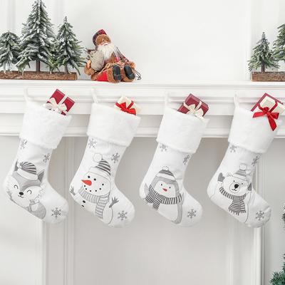 Christmas Stockings Personalized Plain White Penguin Large Hanging Socks Art Decor Set For Tree Fireplace Xmas Decor Men Women DIY Season