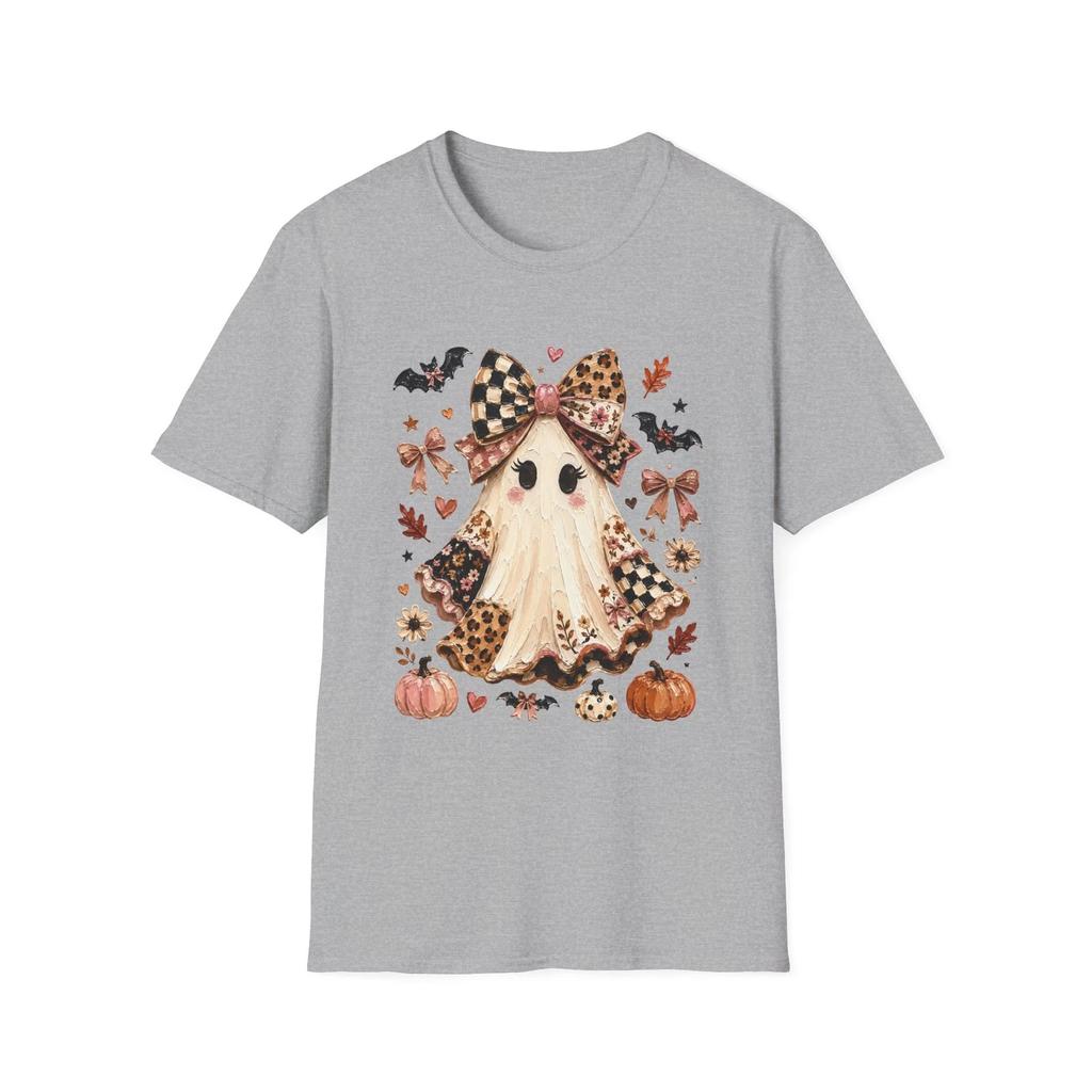 Bow Ghost Halloween T-Shirt | Cute Spooky Pumpkin Bats