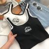 Korean Style Cotton Letter Bandeau Backless Bodycon Vest