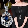 Flash Diamond Water Drop Sweater Chain 2025 New Trendy Girl Long Simple and Versatile Korean Clothes Pendant Necklace