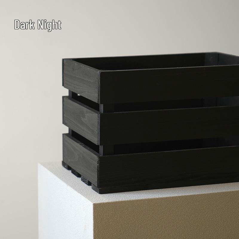 Solid Wood Display & Storage Basket with Wooden Slats