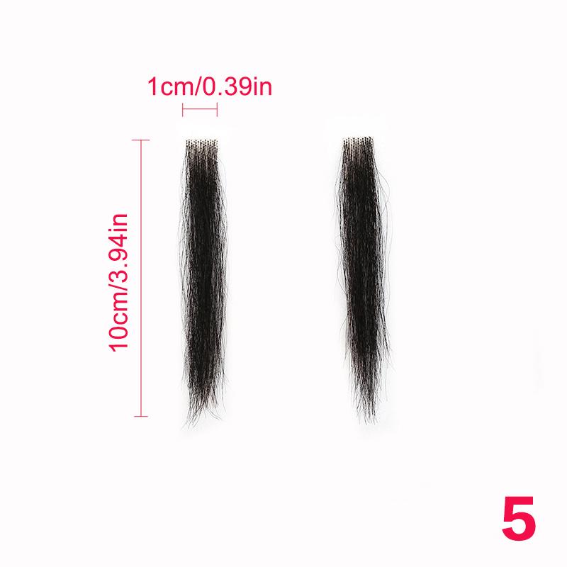 100% Human Hair Beard Lace Mesh Beard Shallow Short Realistic Fake Moustache For Men Makeup Facial Hair Hand Made By Invisible
