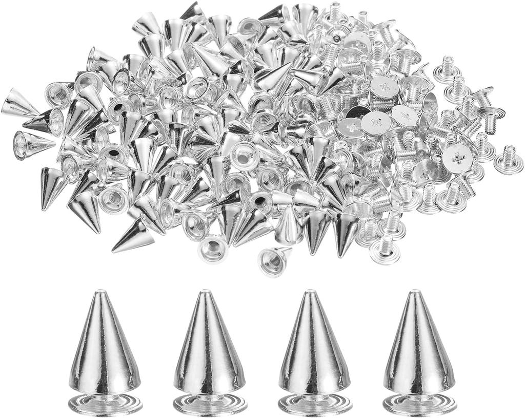 10-100Set Bullet Cone Spike and Stud Metal Screw Back for DIY Leather Craft Cool Rivets Punk Stud Coincal Layer 7X10mm