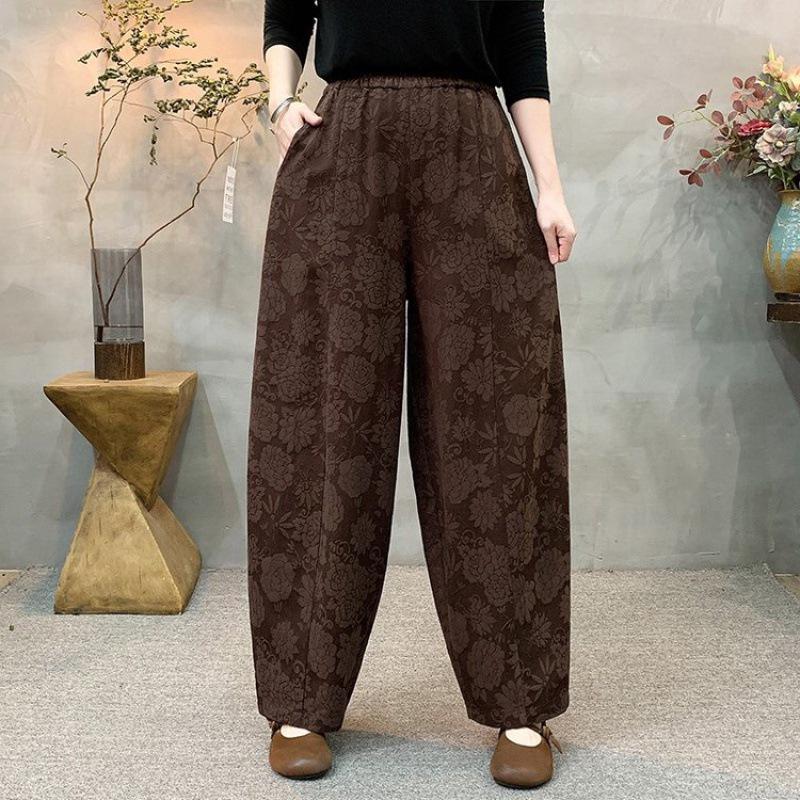 Trendy High-Waisted Wide-Leg Harem Pants for Middle-Aged & Elderly Women - Retro, Loose, Elastic & Flattering Fit