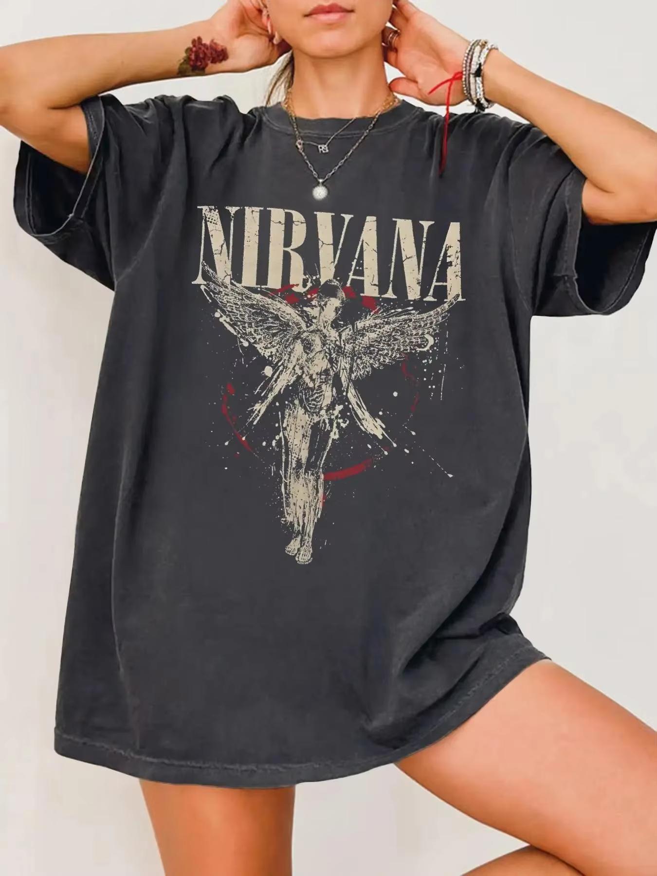 2026 Nirvana Band Vtg Übergroß Y2K Beliebte Mode Reine Baumwolle Unisex Damen und Herren T-Shirt S