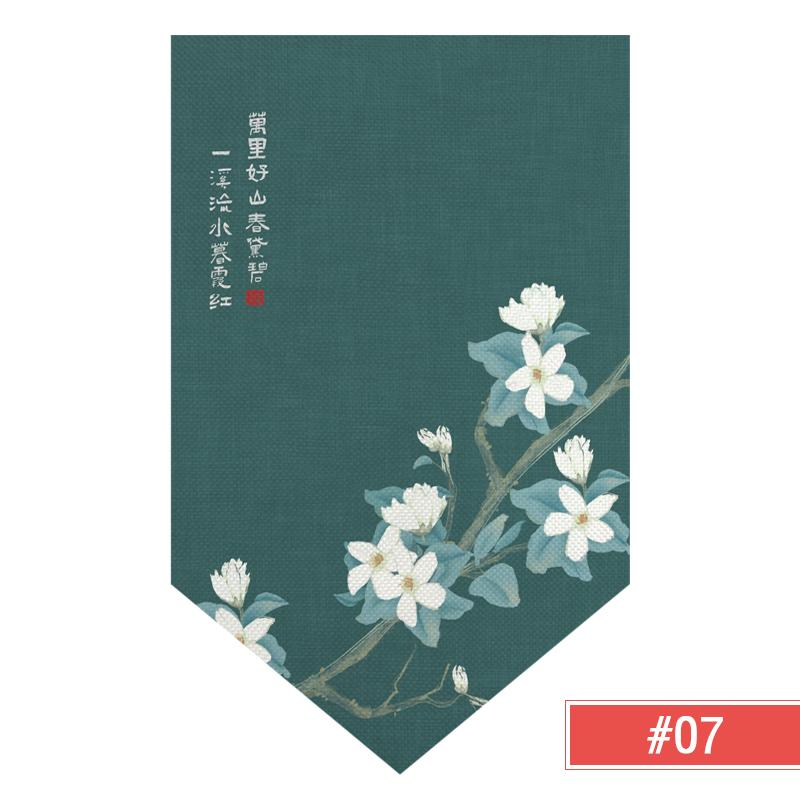 Chinese Half Curtain Ancient Style Lotus Printed Pennant Kitchen Door Short Curtain Home Bedroom Window Decor Window Shade