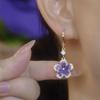 Fashion Trend Purple Crystal Zircon Flower Drop Earrings for Women Light Luxury Geometric Shiny Earring Party Wedding Zircon