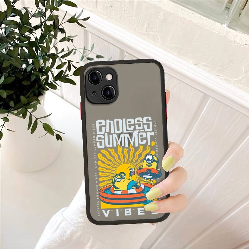 Cartoon Anime Yellow M-Minions Matte Translucent Phone Case For Iphone 16 ProMax 15 14 13 12 11 X XS PRO Plus
