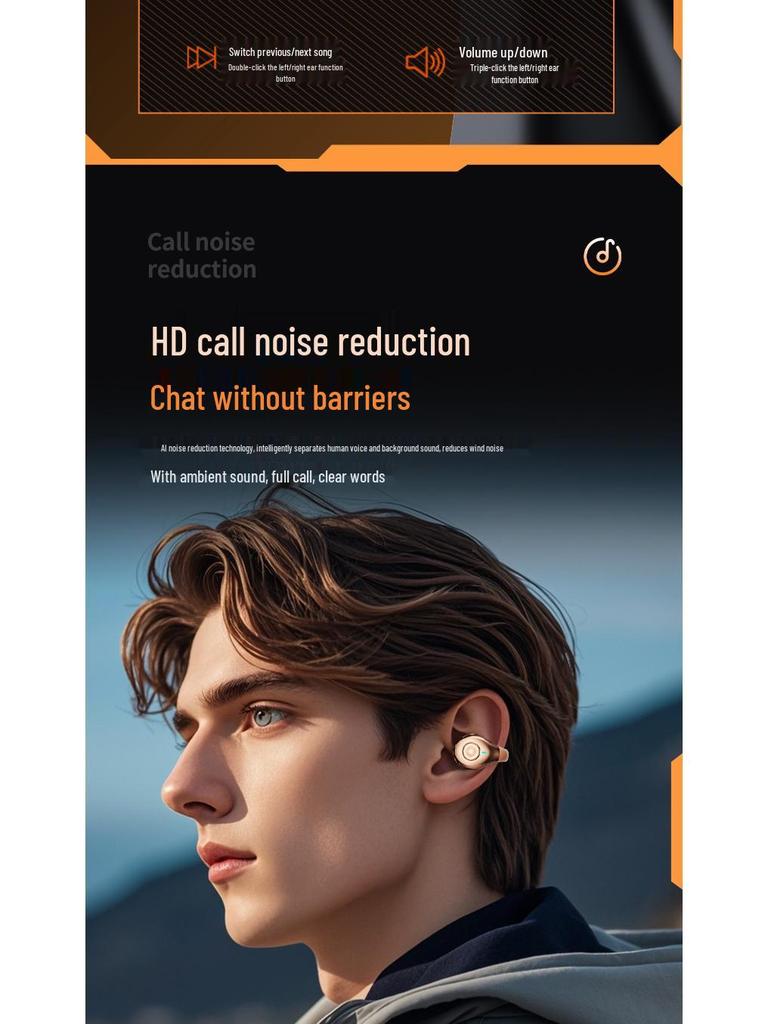 2025 H205 Bluetooth Earclip Headphones, In-Ear, Long Battery, Noise-Cancelling for Running and Sports.