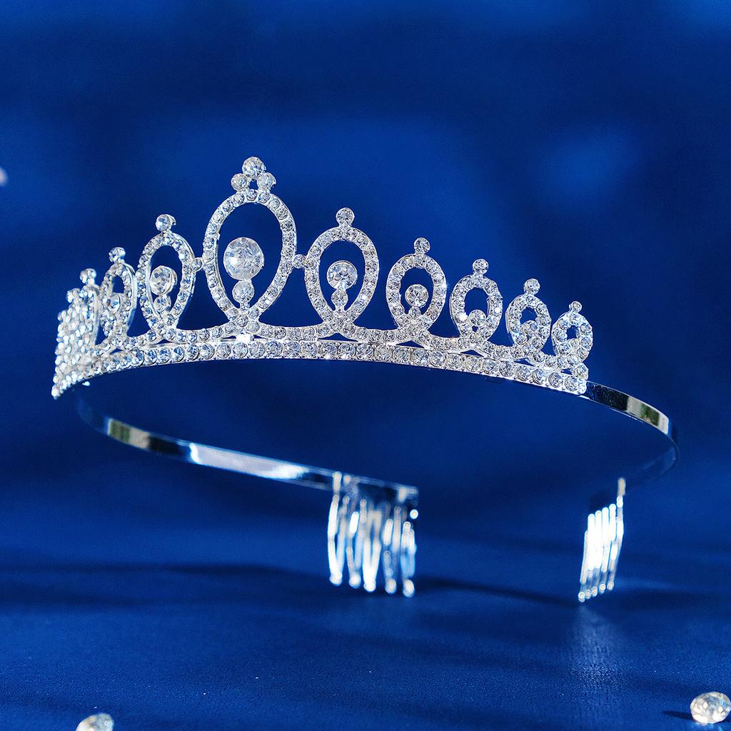 Alloy Rhinestone Birthday Crown Comb Bridal Wedding Party Hair Accessories Children's Performance Rhinestone Headband Crown