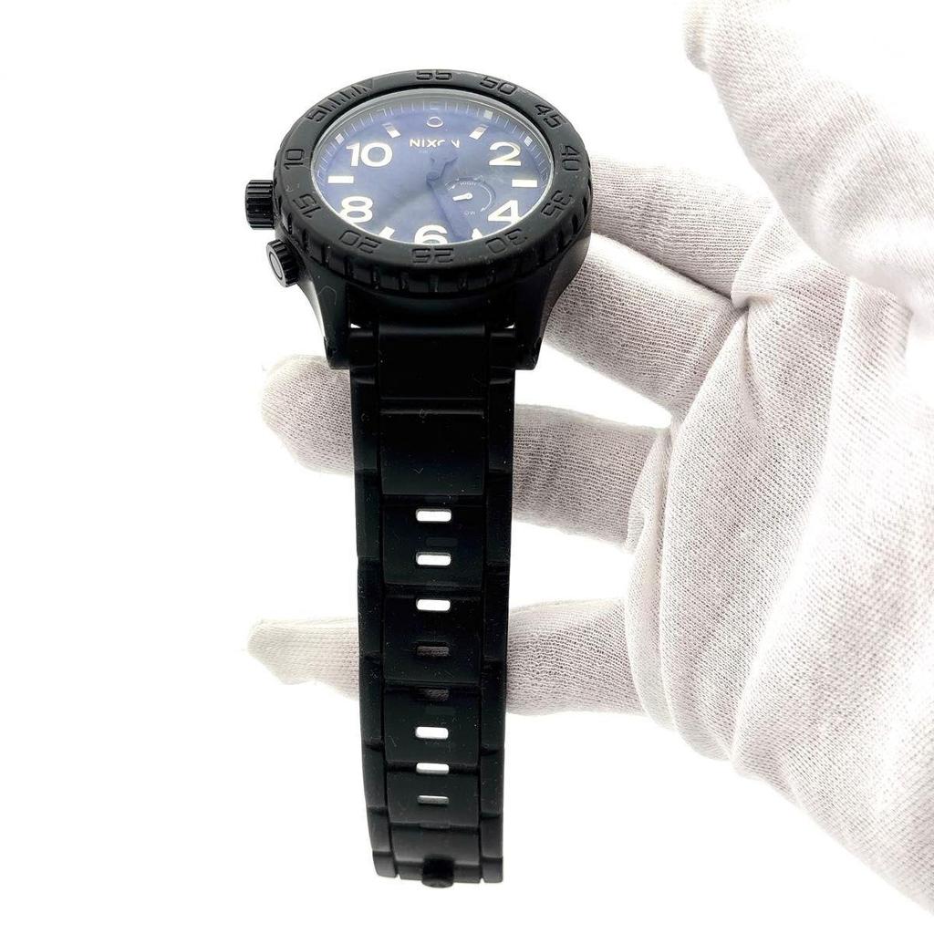 Used NIXON THE RUBBER 51-30 Black Blue Dial 300m Water Resistant Swiss Movement Men's Watch Working Condition