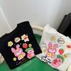 Girls Summer Cotton Short Sleeve T Shirt Korean Loose Round Neck Top Baby Kids Solid Print Tee