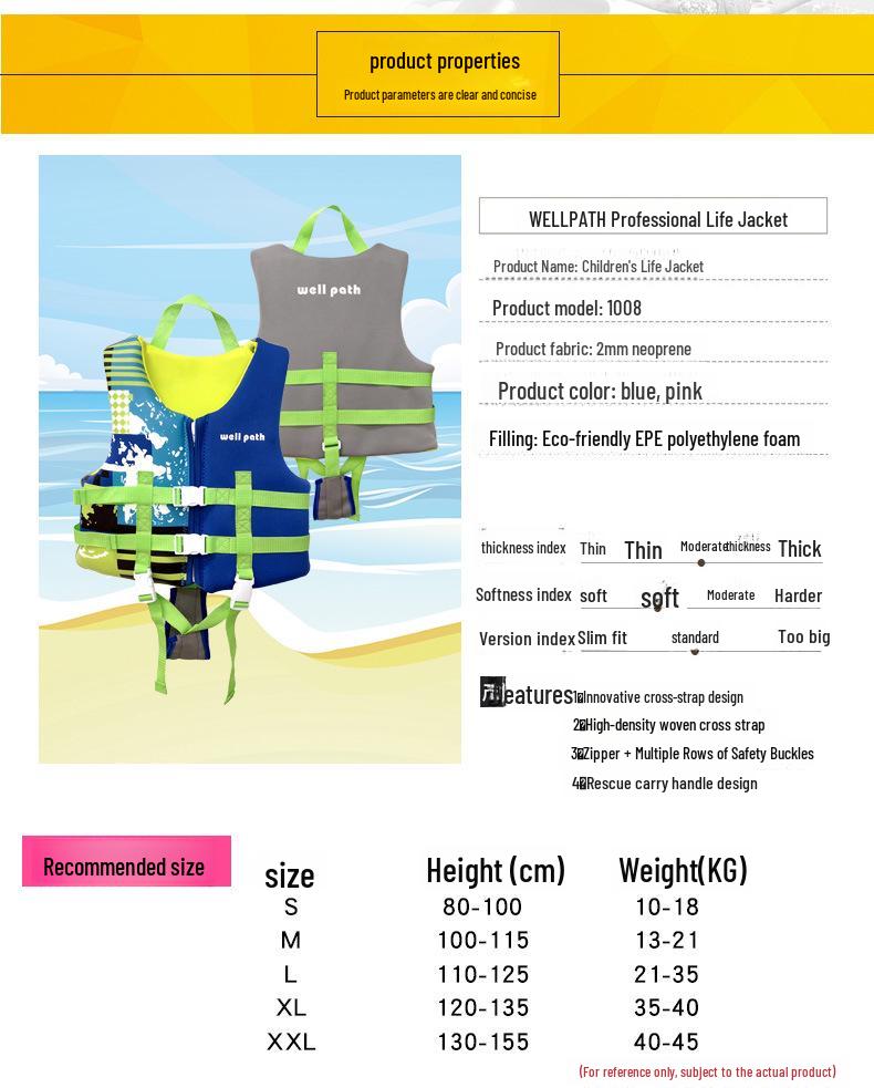 WELLPATH Kids' Swim Vest: Large Buoyancy Life Jacket for Boys & Girls' Swimming Assistance
