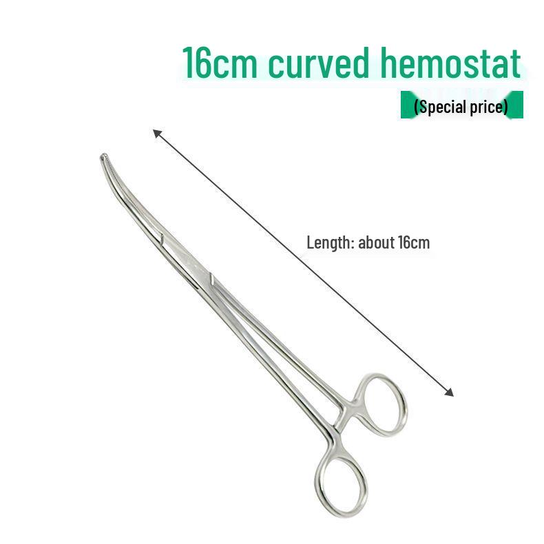 Large Stainless Steel Hemostatic Forceps: Pet Pliers, Needle Holder, Tweezers, Surgical Vessel Clamps - Straight & Curved Tips.