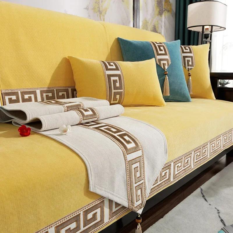Chinese Style Chenille Sofa Covers Slipcovers Sofa Towel Universal Non-slip Couch Cover for Living Room Decorative Capa De Sofa
