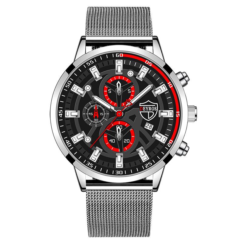 

Men S Watch Stainless Steel Mesh Strap Luminous Calendar Quartz Watch