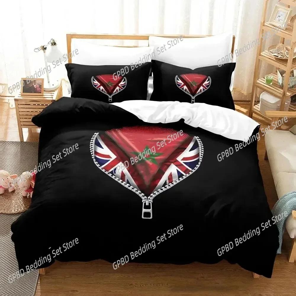 3D Print Morocco Flag Bedding Set For Bedroom Soft Modern Bedspreads Comefortable Kids Duvet Cover Quilt Cover And Pillowcase